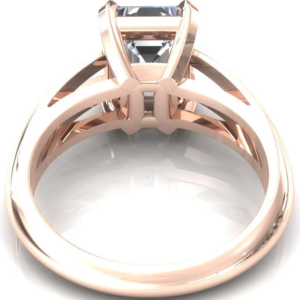 Onica Radiant Center Stone Shaped Split Shank High Setting Cathedral Engagement Ring
