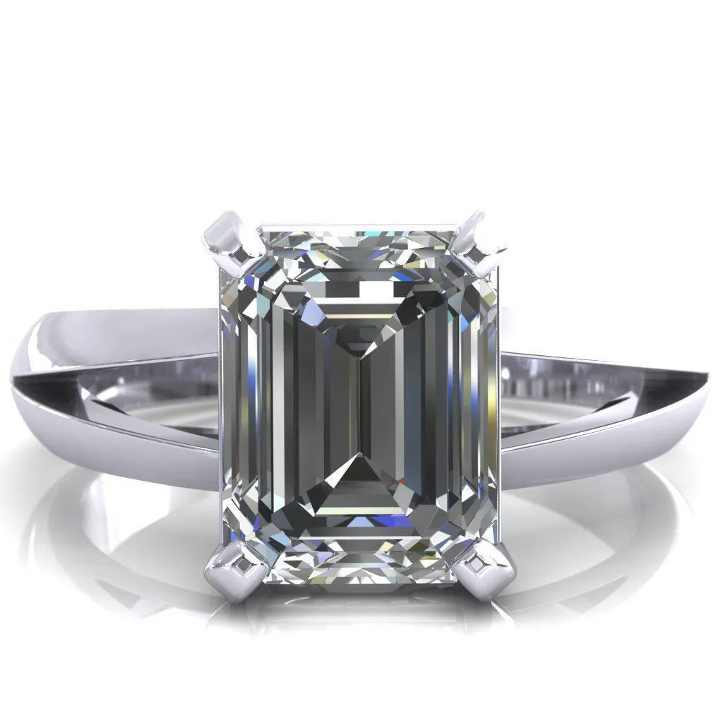 Onica Radiant Center Stone Shaped Split Shank High Setting Cathedral Engagement Ring