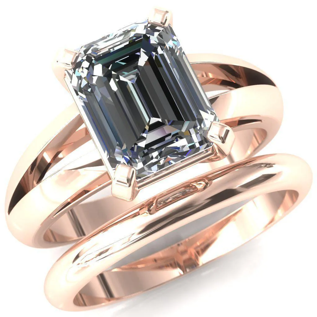 Onica Radiant Center Stone Shaped Split Shank High Setting Cathedral Engagement Ring