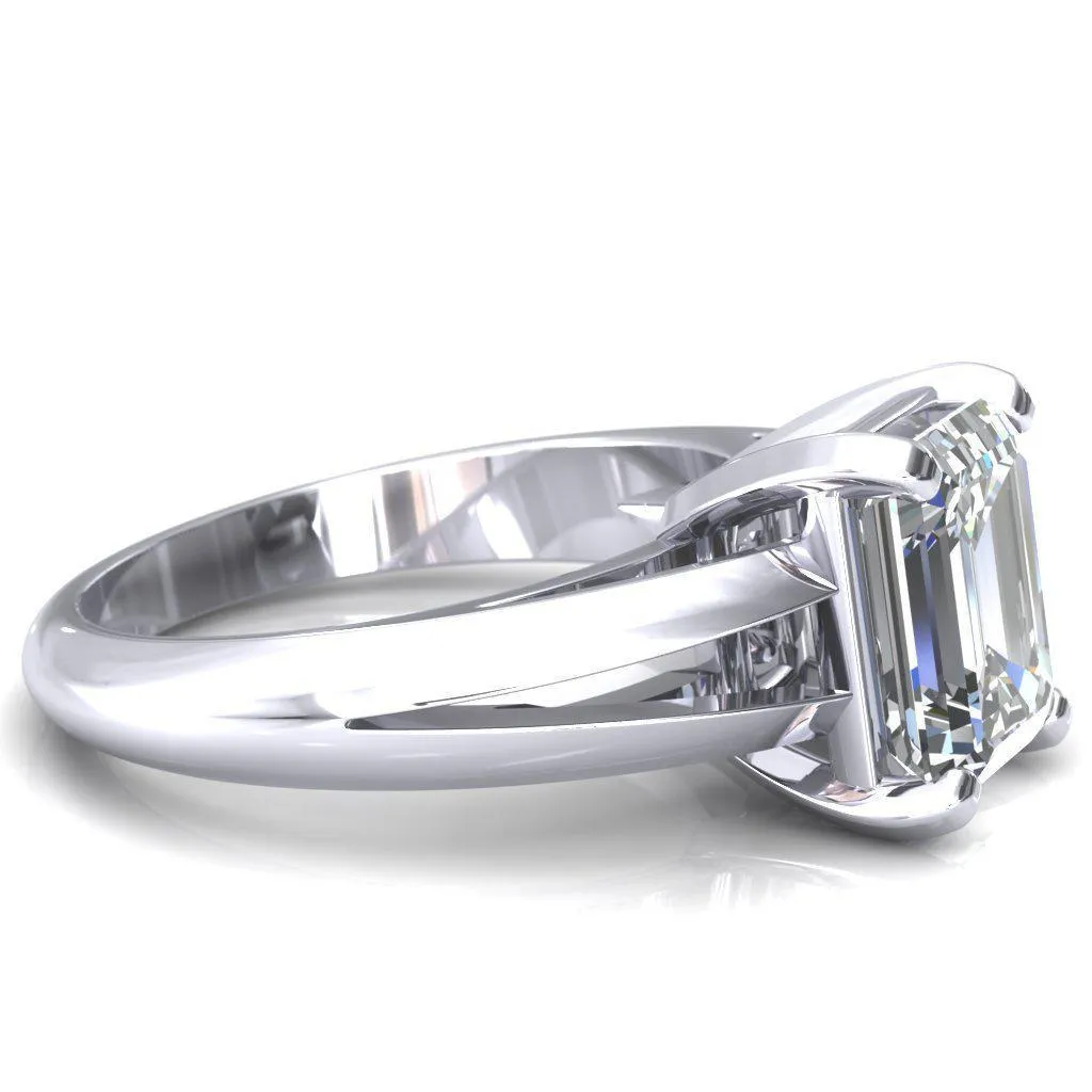 Onica Radiant Center Stone Shaped Split Shank High Setting Cathedral Engagement Ring