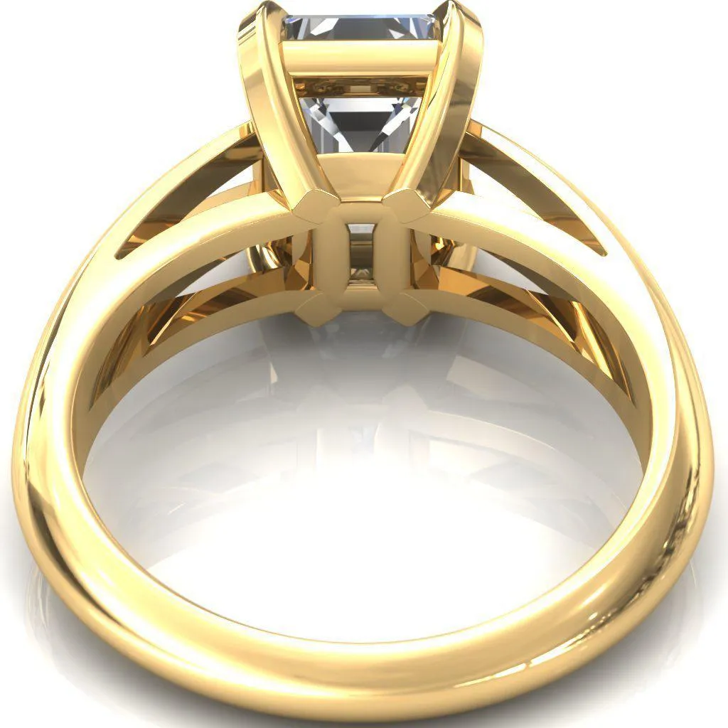 Onica Radiant Center Stone Shaped Split Shank High Setting Cathedral Engagement Ring