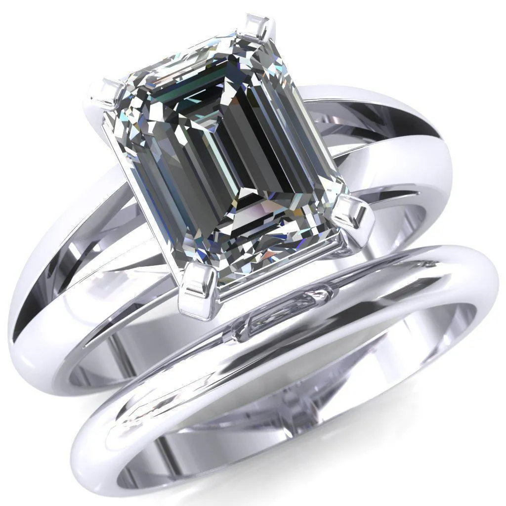 Onica Radiant Center Stone Shaped Split Shank High Setting Cathedral Engagement Ring
