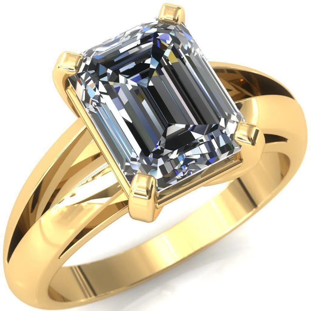 Onica Radiant Center Stone Shaped Split Shank High Setting Cathedral Engagement Ring
