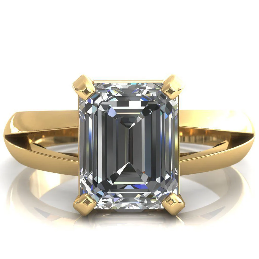 Onica Radiant Center Stone Shaped Split Shank High Setting Cathedral Engagement Ring