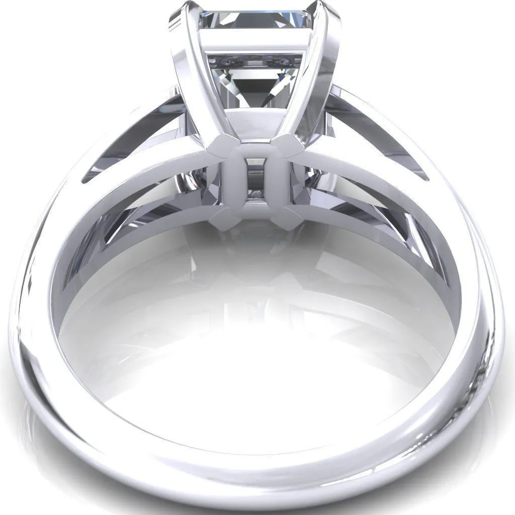 Onica Radiant Center Stone Shaped Split Shank High Setting Cathedral Engagement Ring