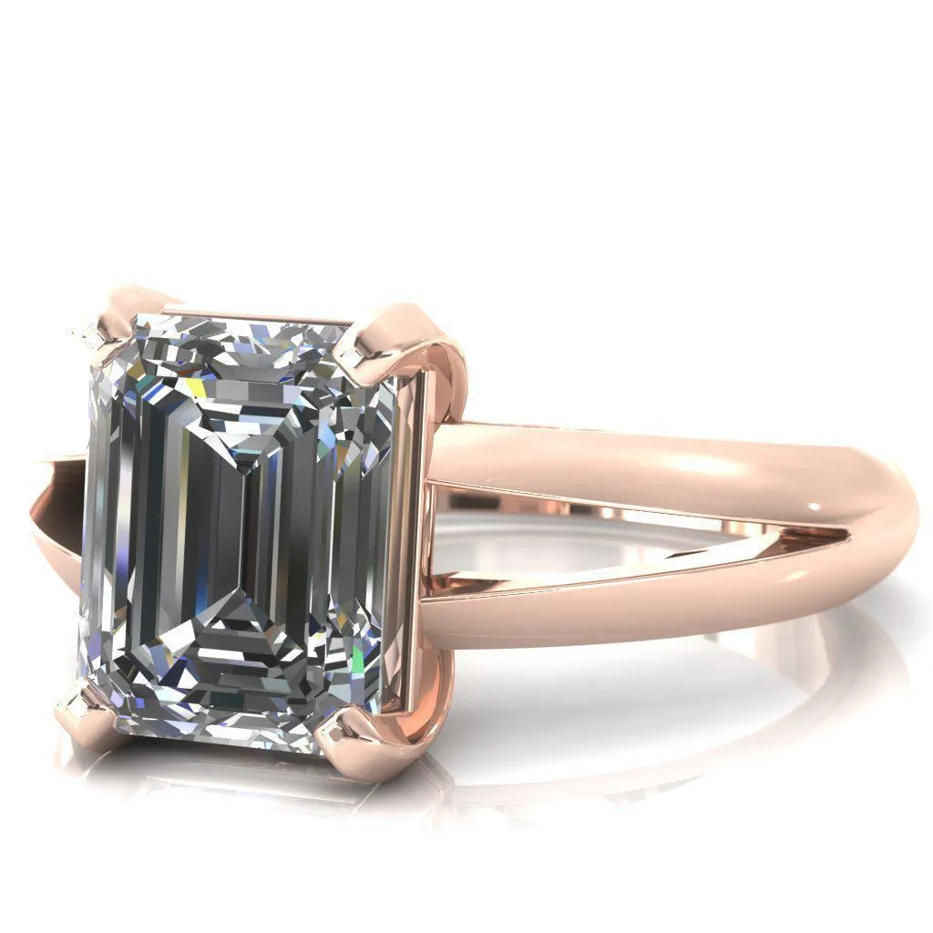 Onica Radiant Center Stone Shaped Split Shank High Setting Cathedral Engagement Ring