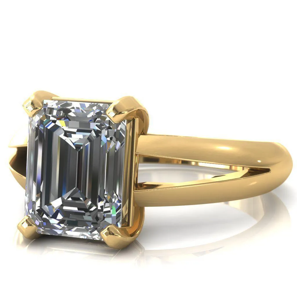 Onica Radiant Center Stone Shaped Split Shank High Setting Cathedral Engagement Ring