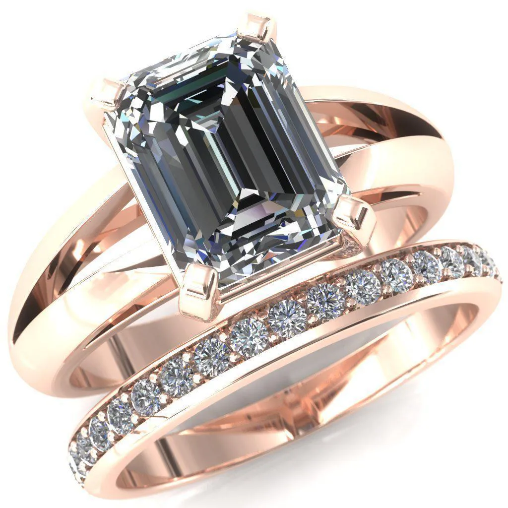 Onica Radiant Center Stone Shaped Split Shank High Setting Cathedral Engagement Ring
