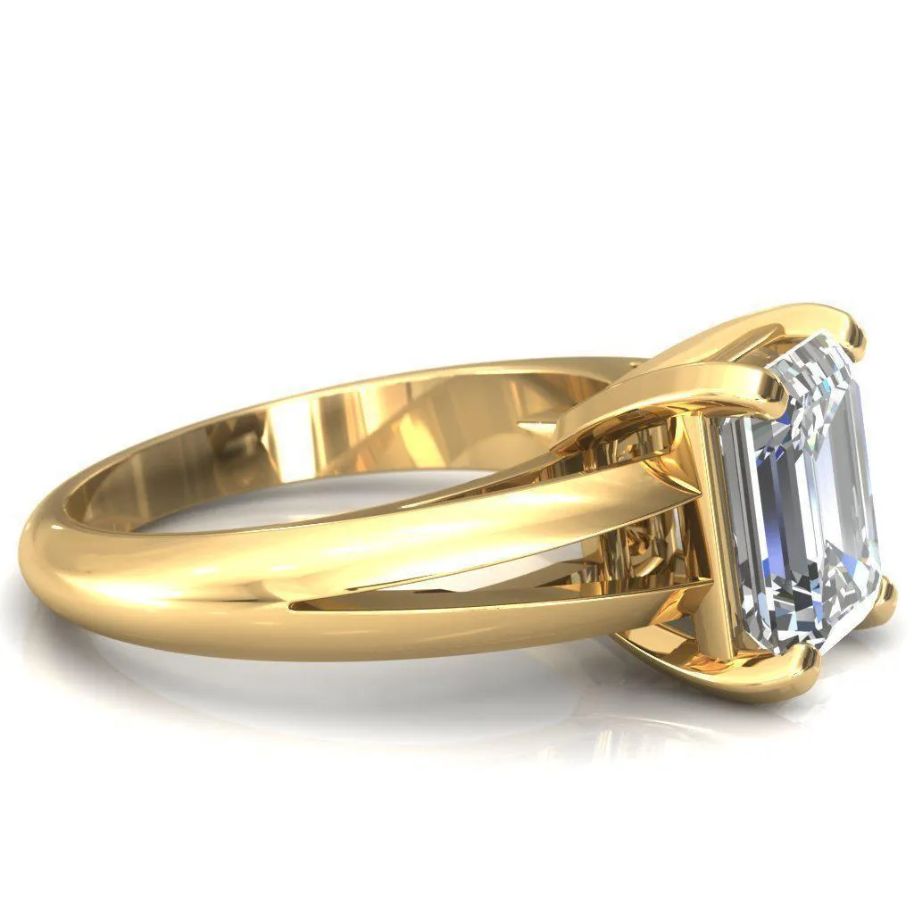 Onica Radiant Center Stone Shaped Split Shank High Setting Cathedral Engagement Ring