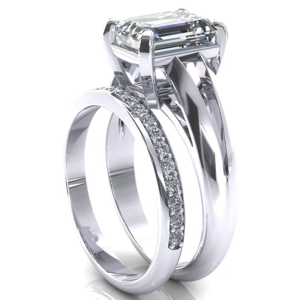 Onica Radiant Center Stone Shaped Split Shank High Setting Cathedral Engagement Ring
