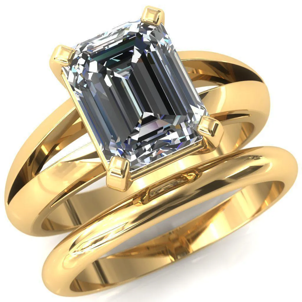 Onica Radiant Center Stone Shaped Split Shank High Setting Cathedral Engagement Ring