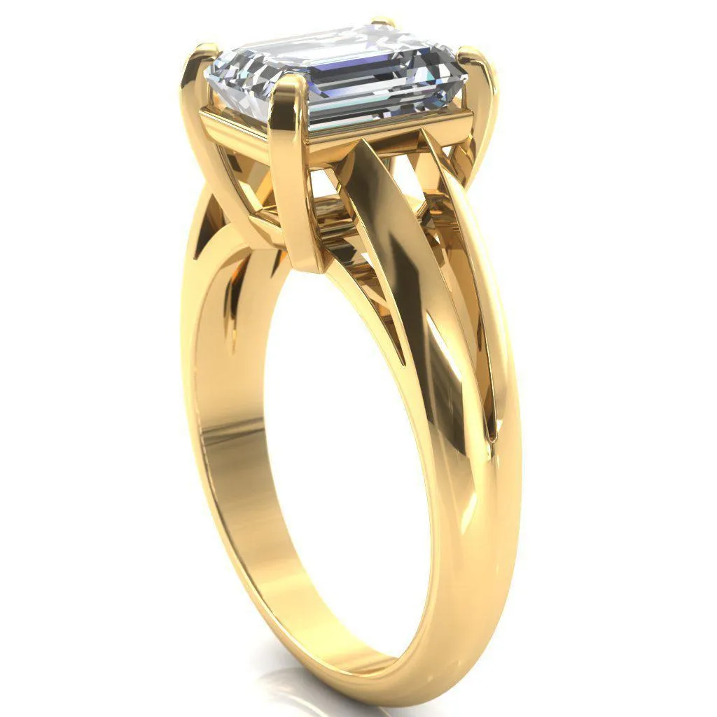 Onica Radiant Center Stone Shaped Split Shank High Setting Cathedral Engagement Ring