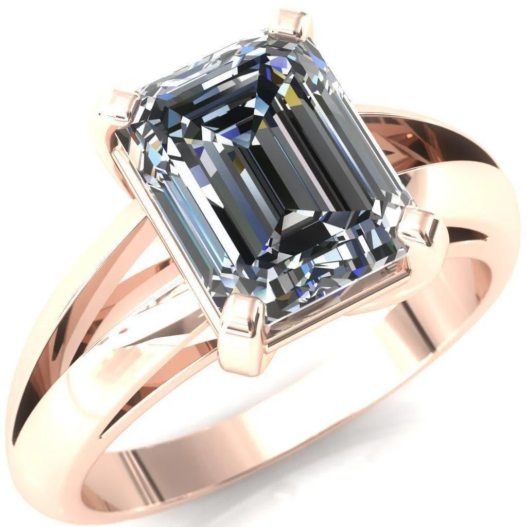 Onica Radiant Center Stone Shaped Split Shank High Setting Cathedral Engagement Ring