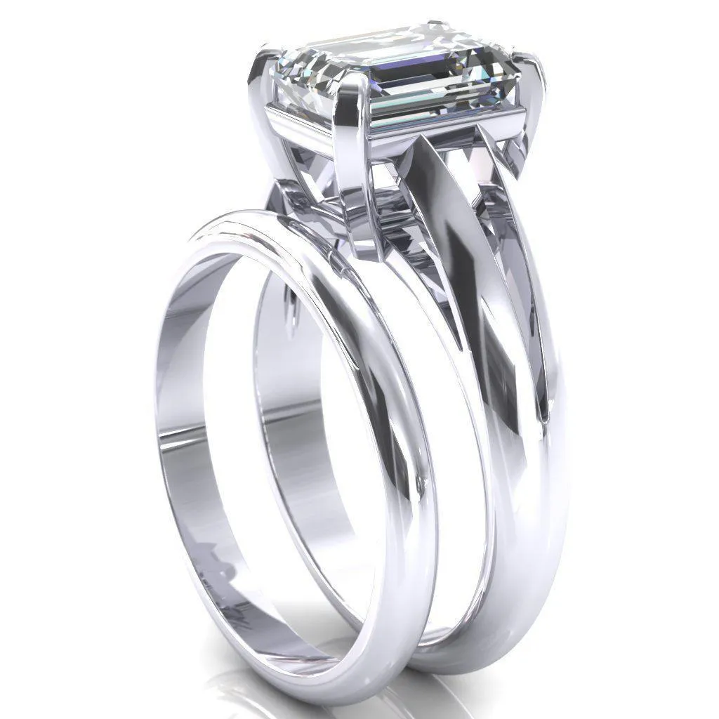 Onica Radiant Center Stone Shaped Split Shank High Setting Cathedral Engagement Ring