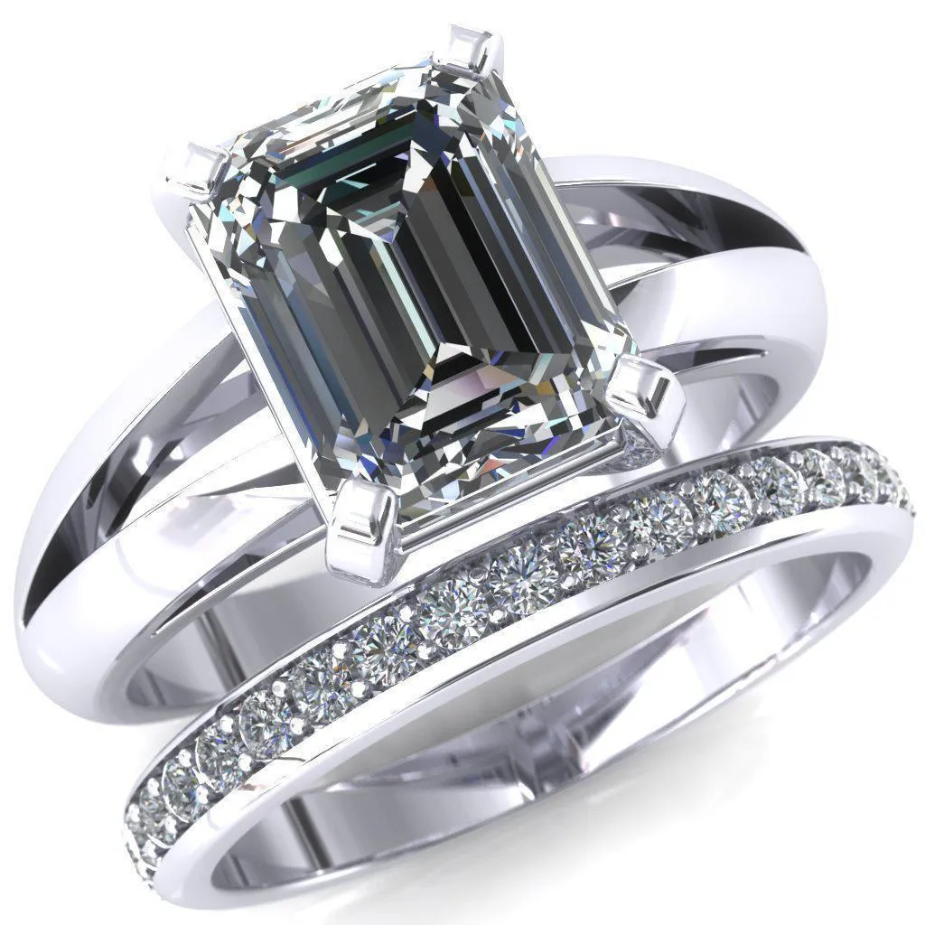 Onica Radiant Center Stone Shaped Split Shank High Setting Cathedral Engagement Ring