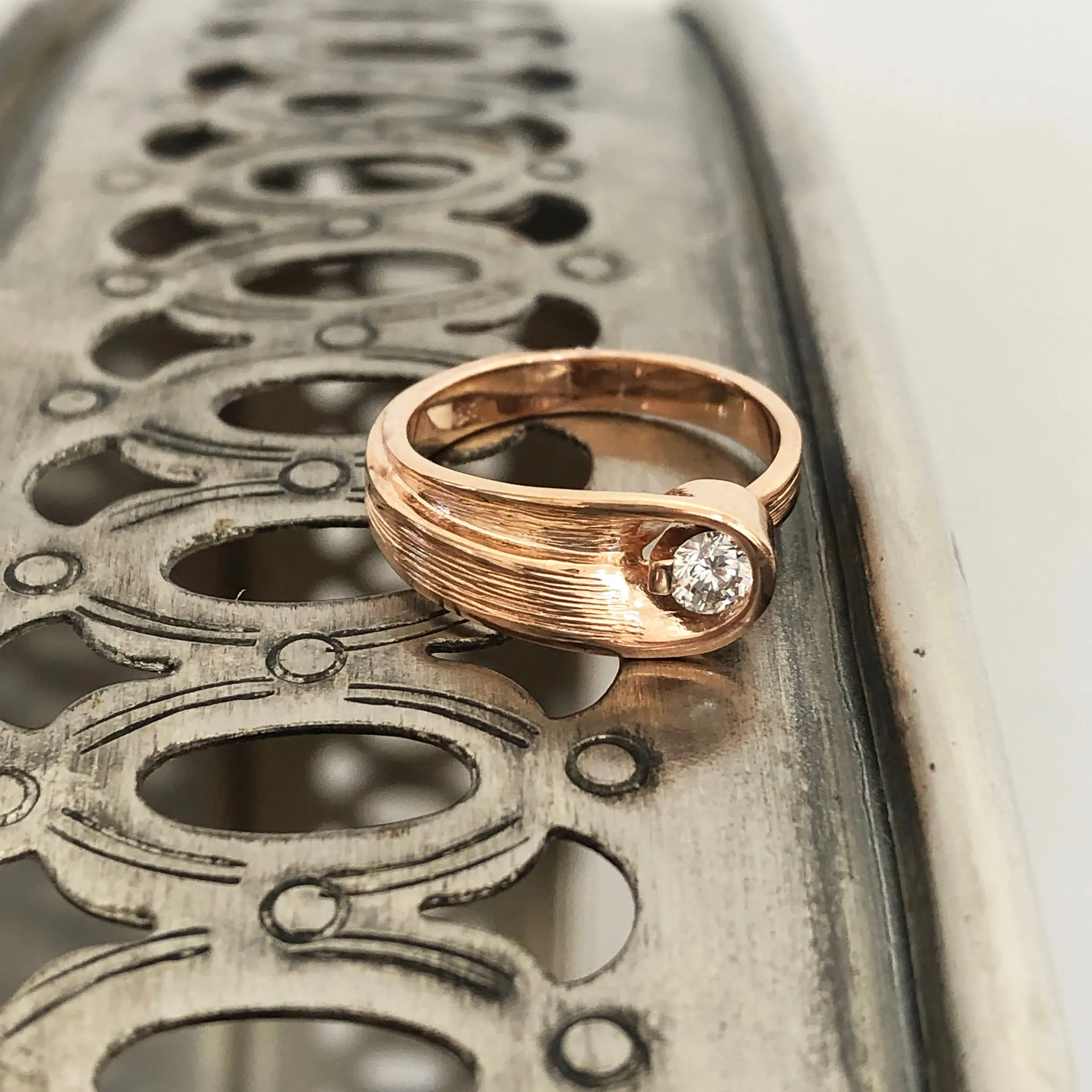 Organic Flow Rose Gold and Diamond Ring