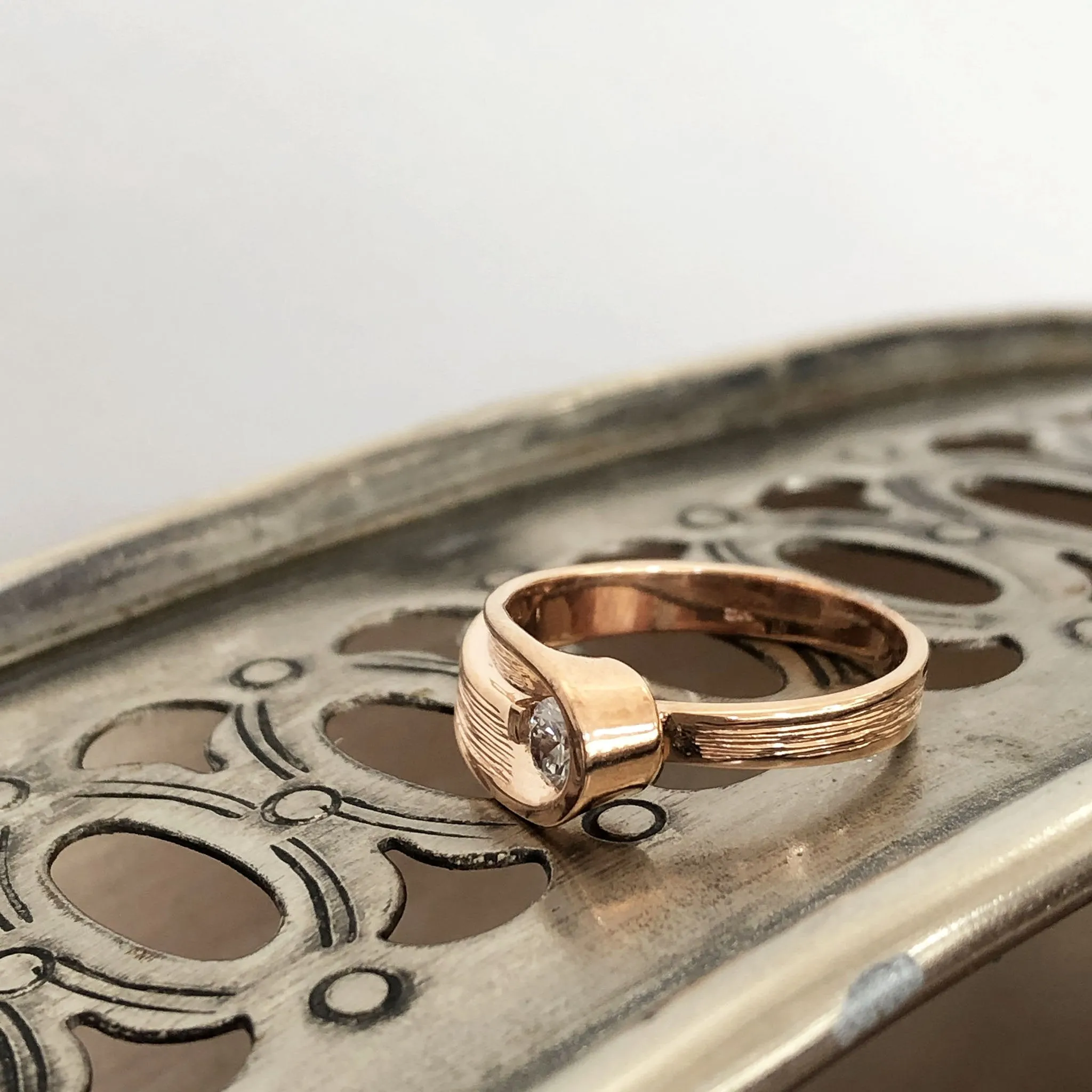 Organic Flow Rose Gold and Diamond Ring