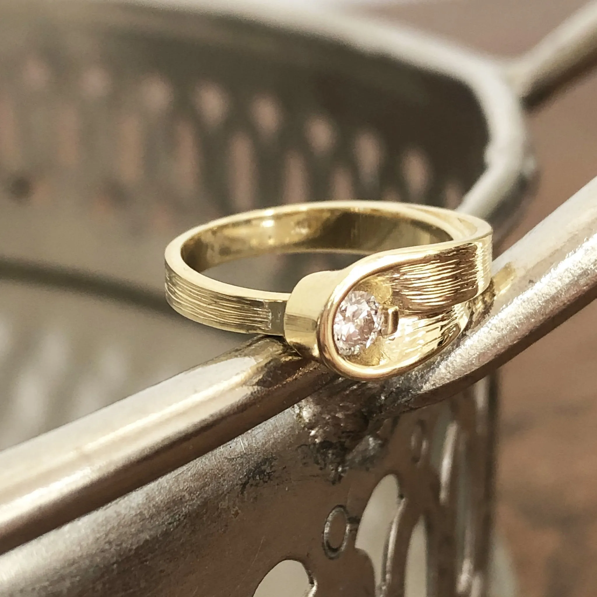 Organic Flow Yellow Gold and Diamond Ring