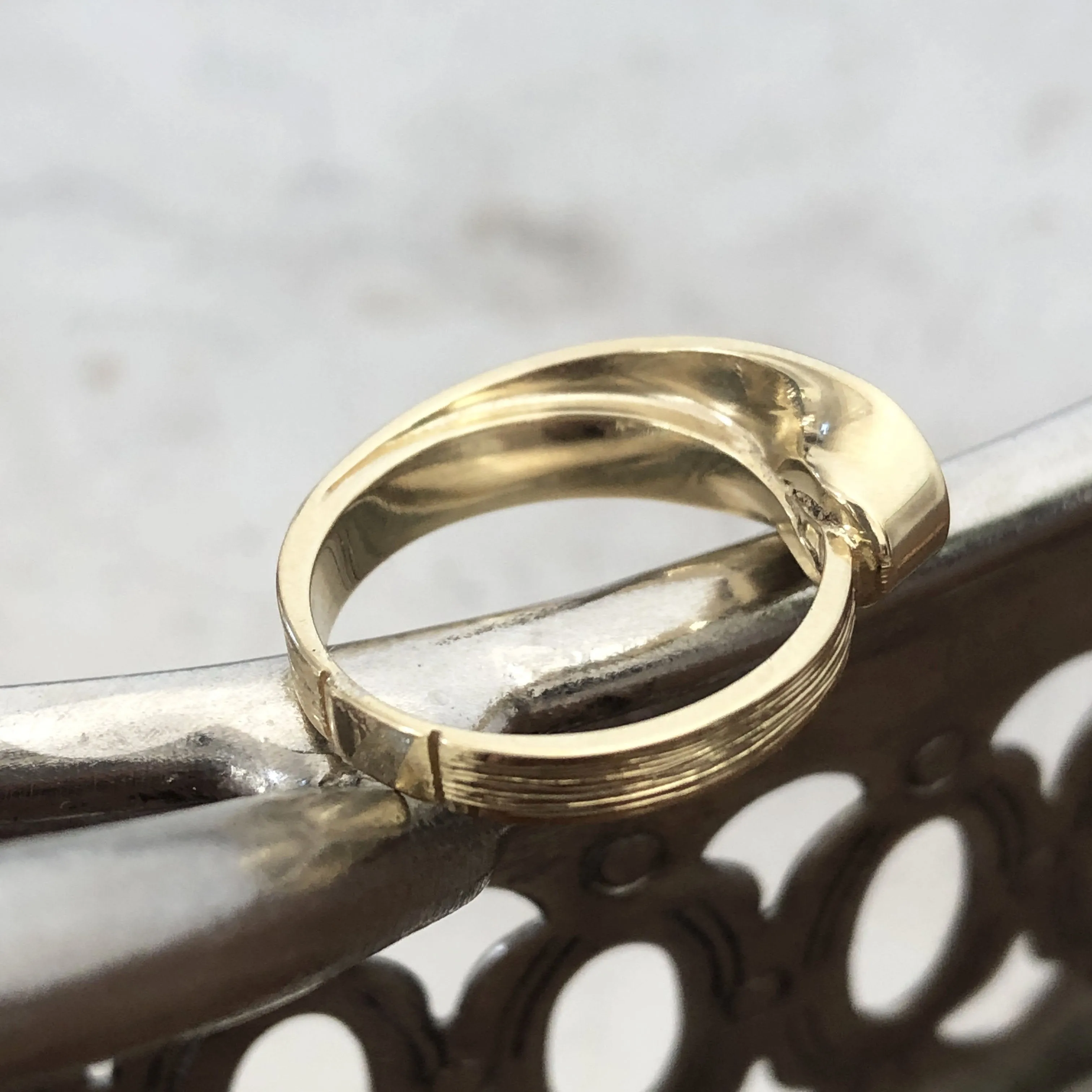 Organic Flow Yellow Gold and Diamond Ring