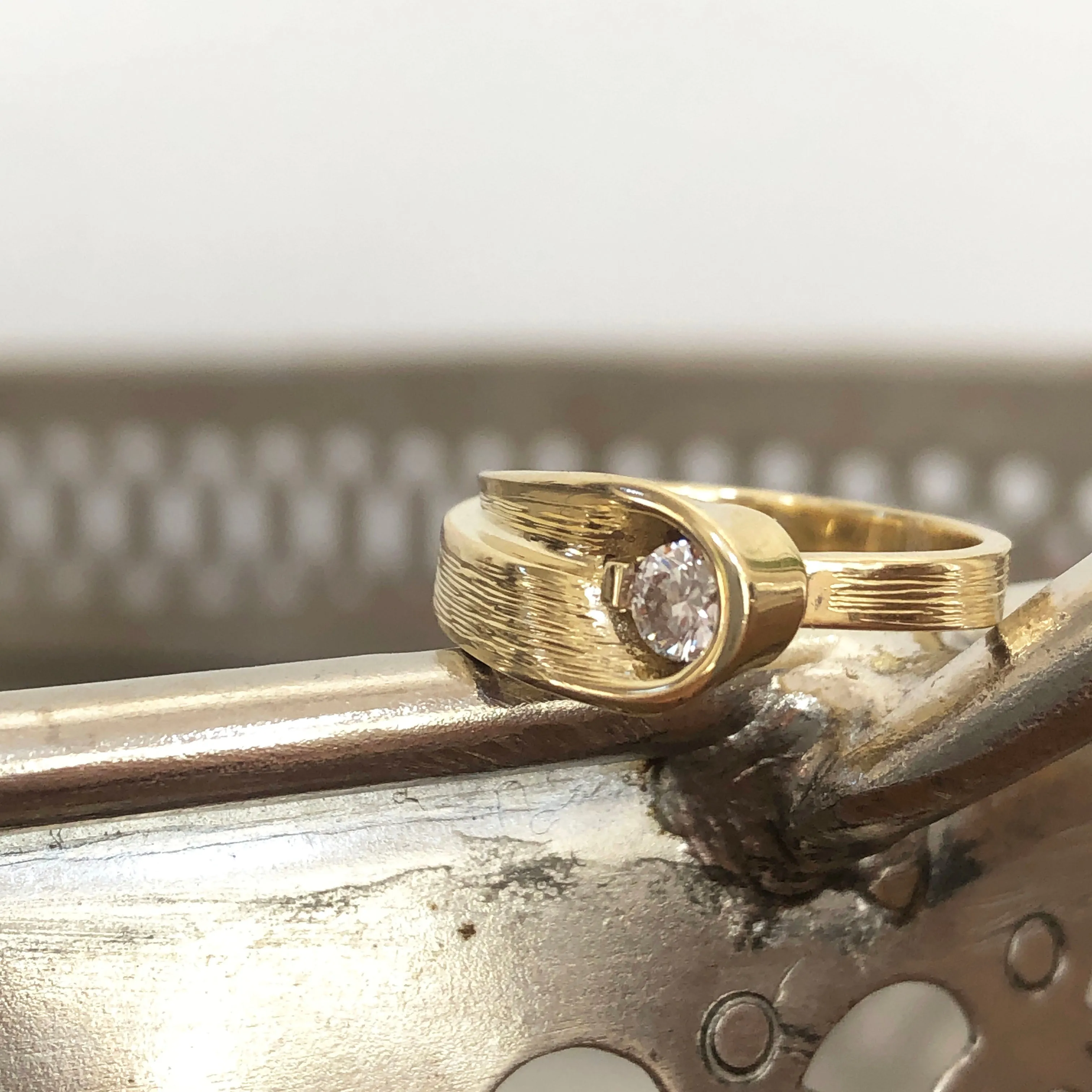 Organic Flow Yellow Gold and Diamond Ring