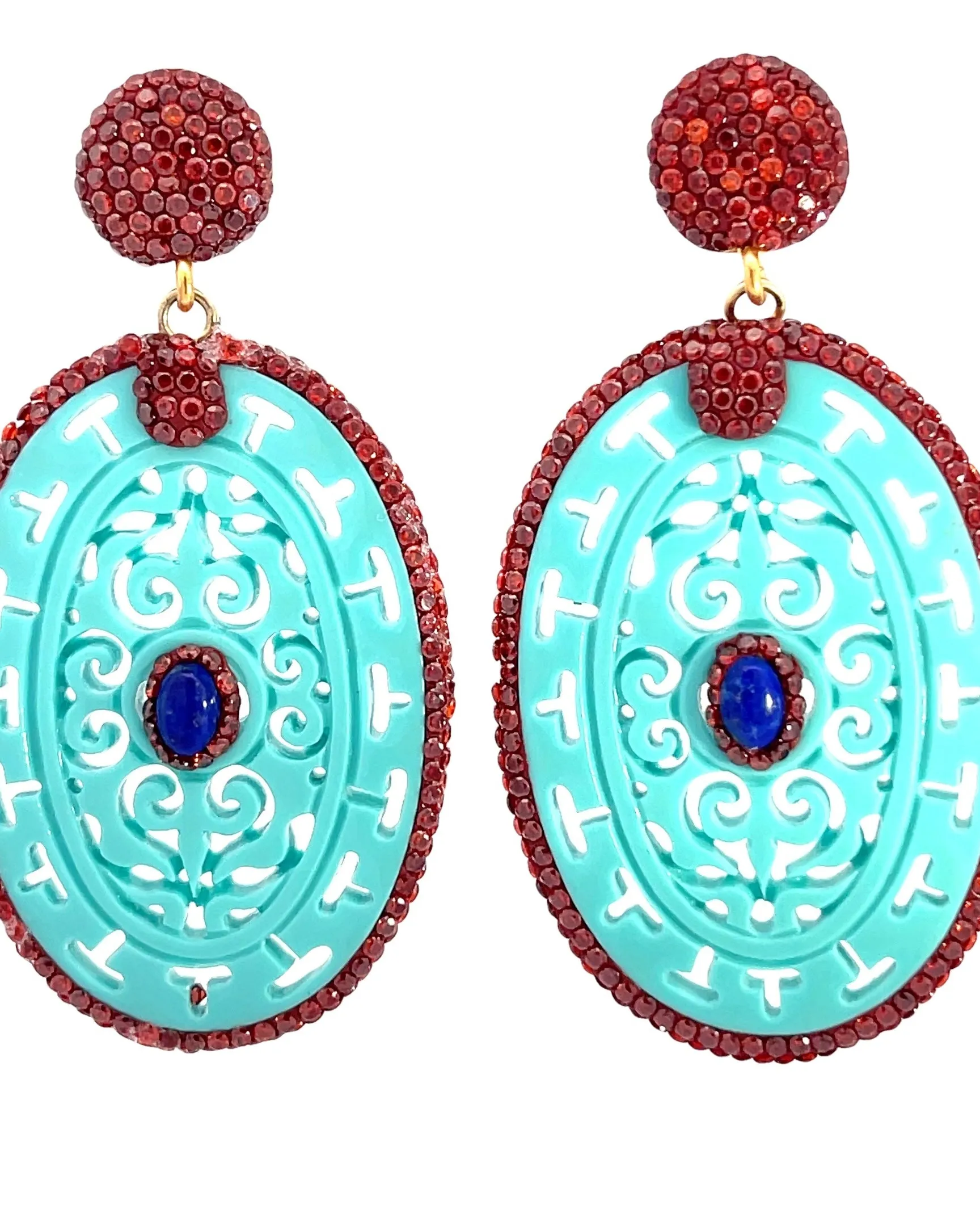 Oval Crystal 925 Sterling Silver Earrings