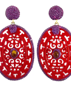 Oval Crystal 925 Sterling Silver Earrings