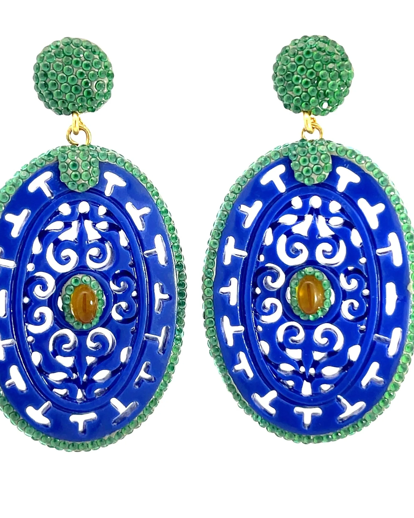 Oval Crystal 925 Sterling Silver Earrings