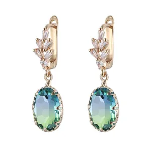 Oval-Cut Crystal & 18K Gold-Plated Huggie Earring