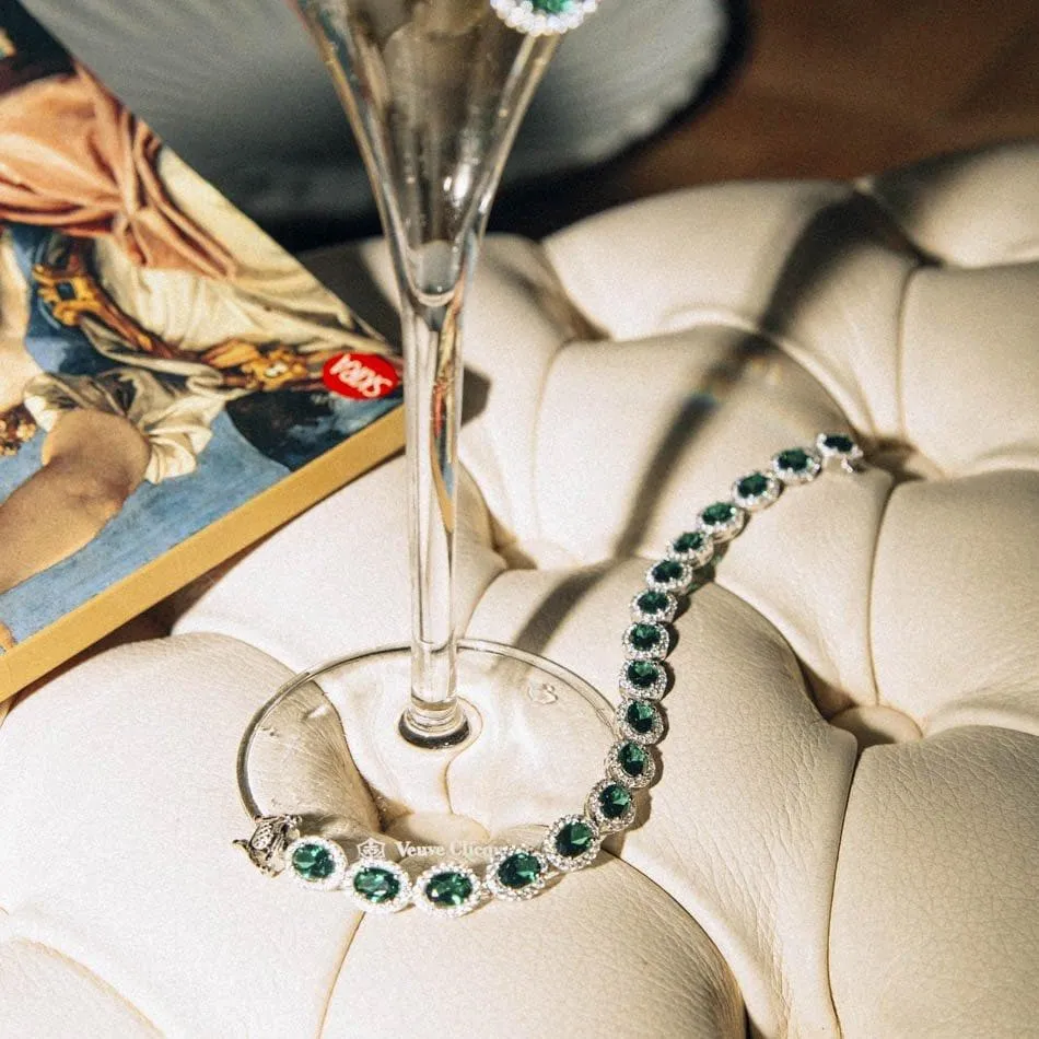 Oval Cut Diamond Imitation Silver Tennis Bracelet