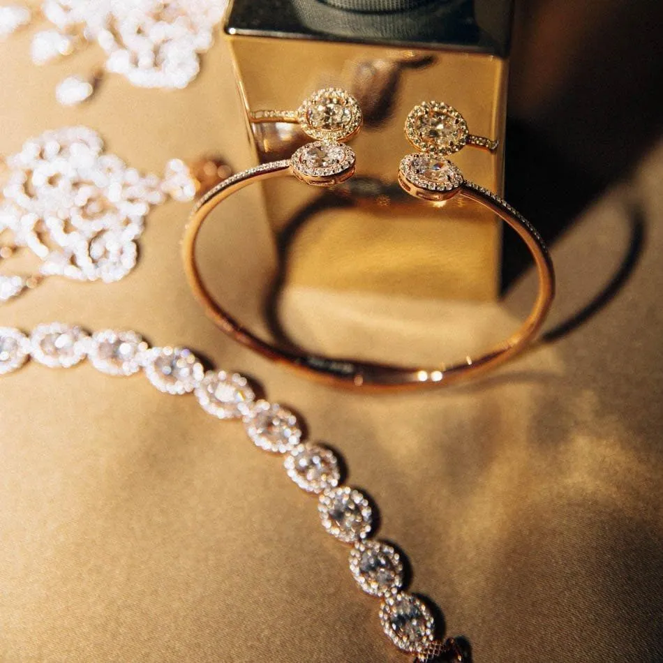 Oval Cut Diamond Imitation Silver Tennis Bracelet