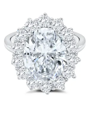 OVAL HALO COCKTAIL RING FINISHED IN PURE PLATINUM