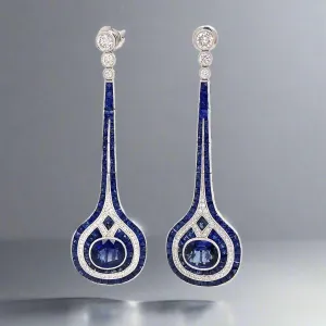 Oval Sapphire and Diamond 18K Earrings