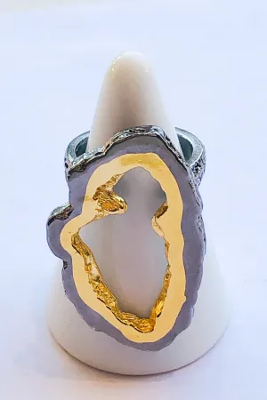 Pade Vavra Gold & Black Platinum Small Geode Ring