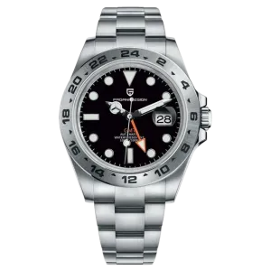 Pagani Design Silver Stainless Steel Black Dial Automatic Watch for Gents - PD-1682