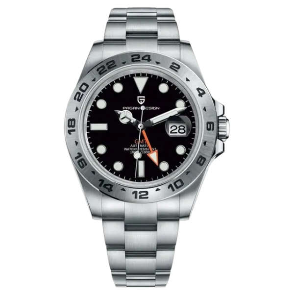Pagani Design Silver Stainless Steel Black Dial Automatic Watch for Gents - PD-1682