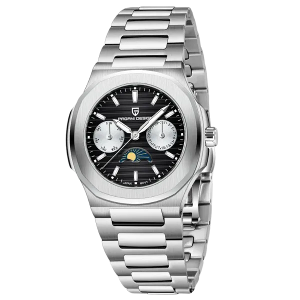 Pagani Design Silver Stainless Steel Black Dial Quartz Watch for Ladies - PD-1786
