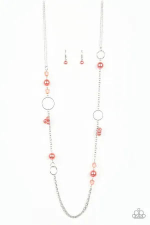 Pageant Princess Orange Paparazzi Necklace