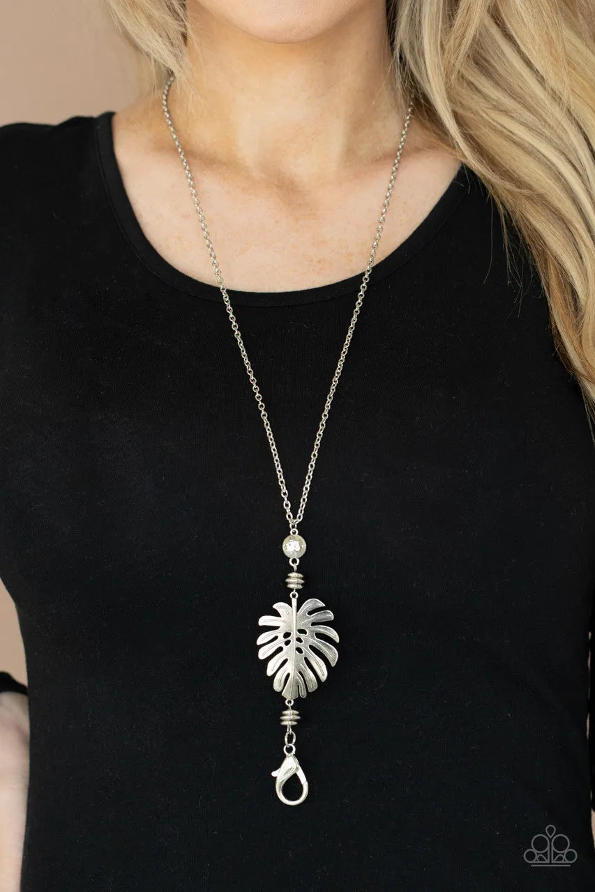 Palm Promenade Silver Paparazzi Lanyard Necklace
