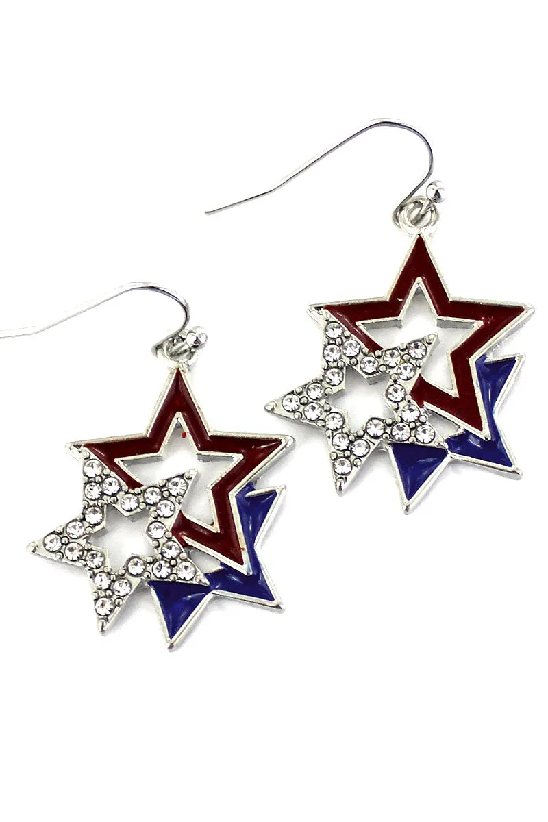 Patriotic Crystal Star Earrings
