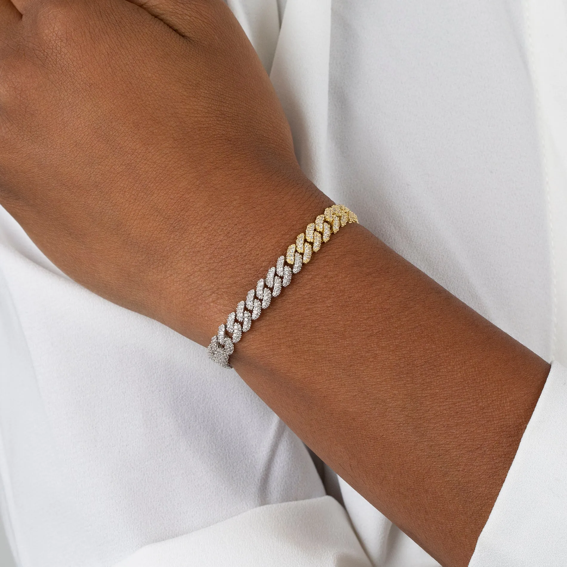 Pavé Two Tone Chain Link Bracelet
