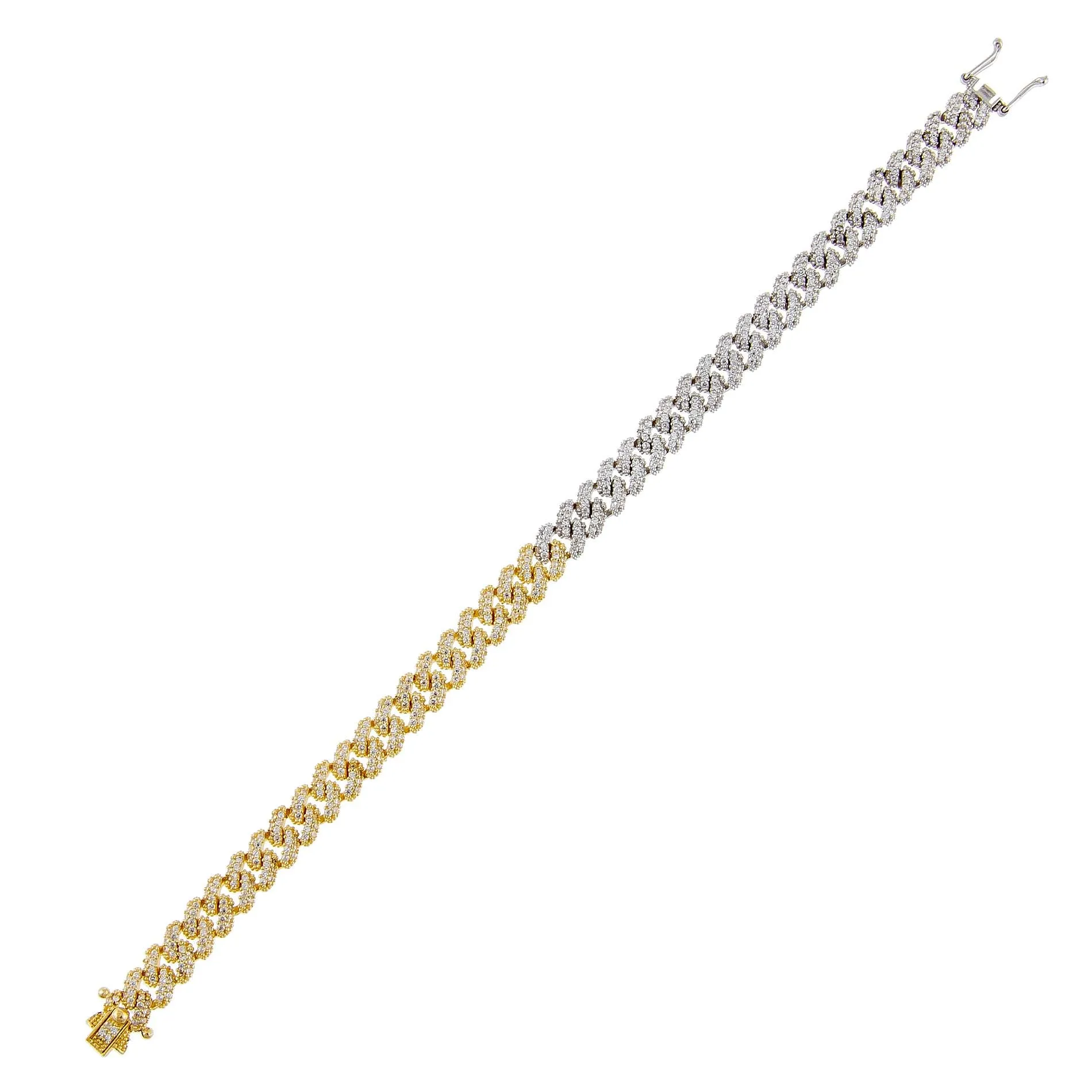 Pavé Two Tone Chain Link Bracelet