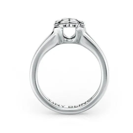 Paw Print Diamond Solitaire Love Ring