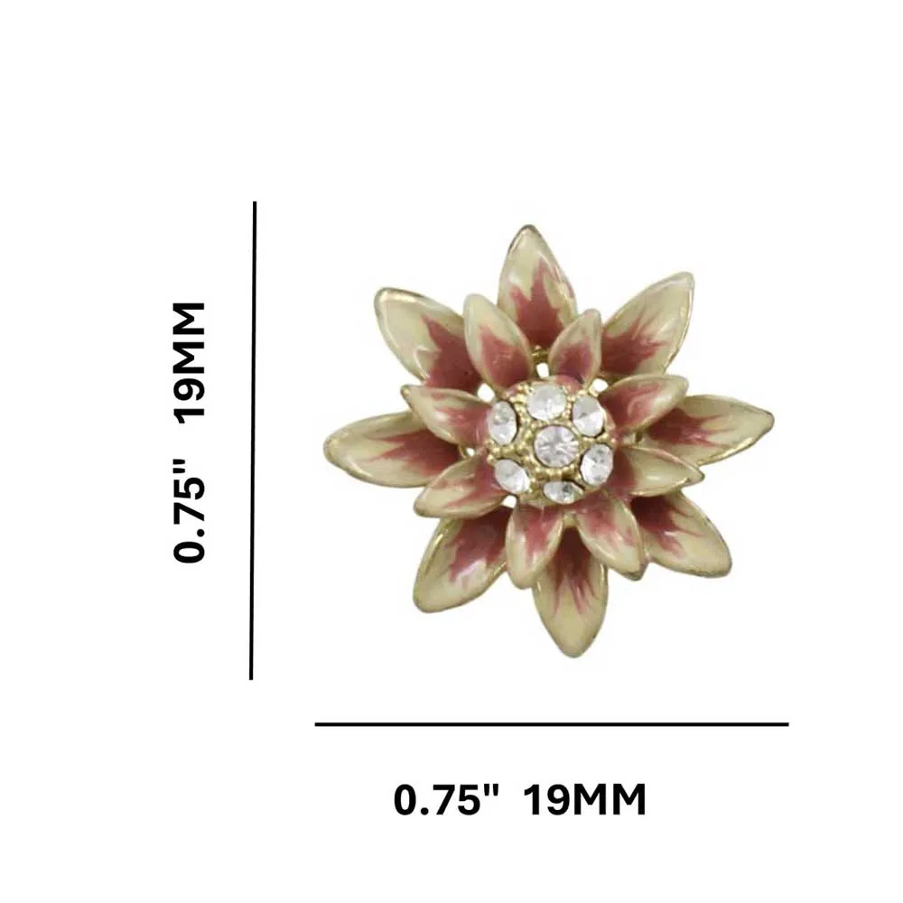 Peach Chrysanthemum Flower Pierced Earring - PRL910E