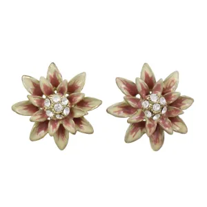 Peach Chrysanthemum Flower Pierced Earring - PRL910E