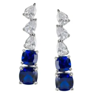 Pear and Cushion CZ Drop Earrings