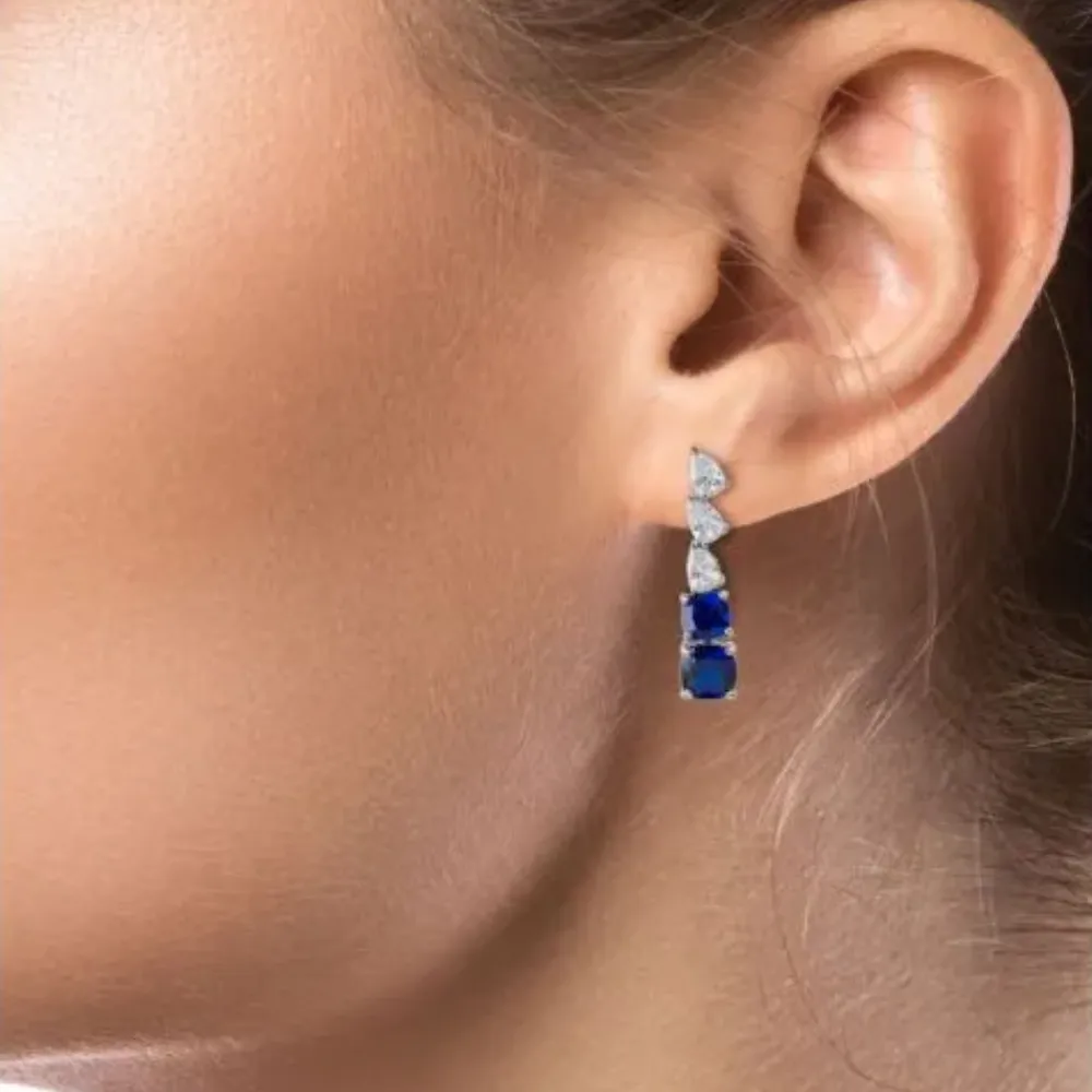 Pear and Cushion CZ Drop Earrings