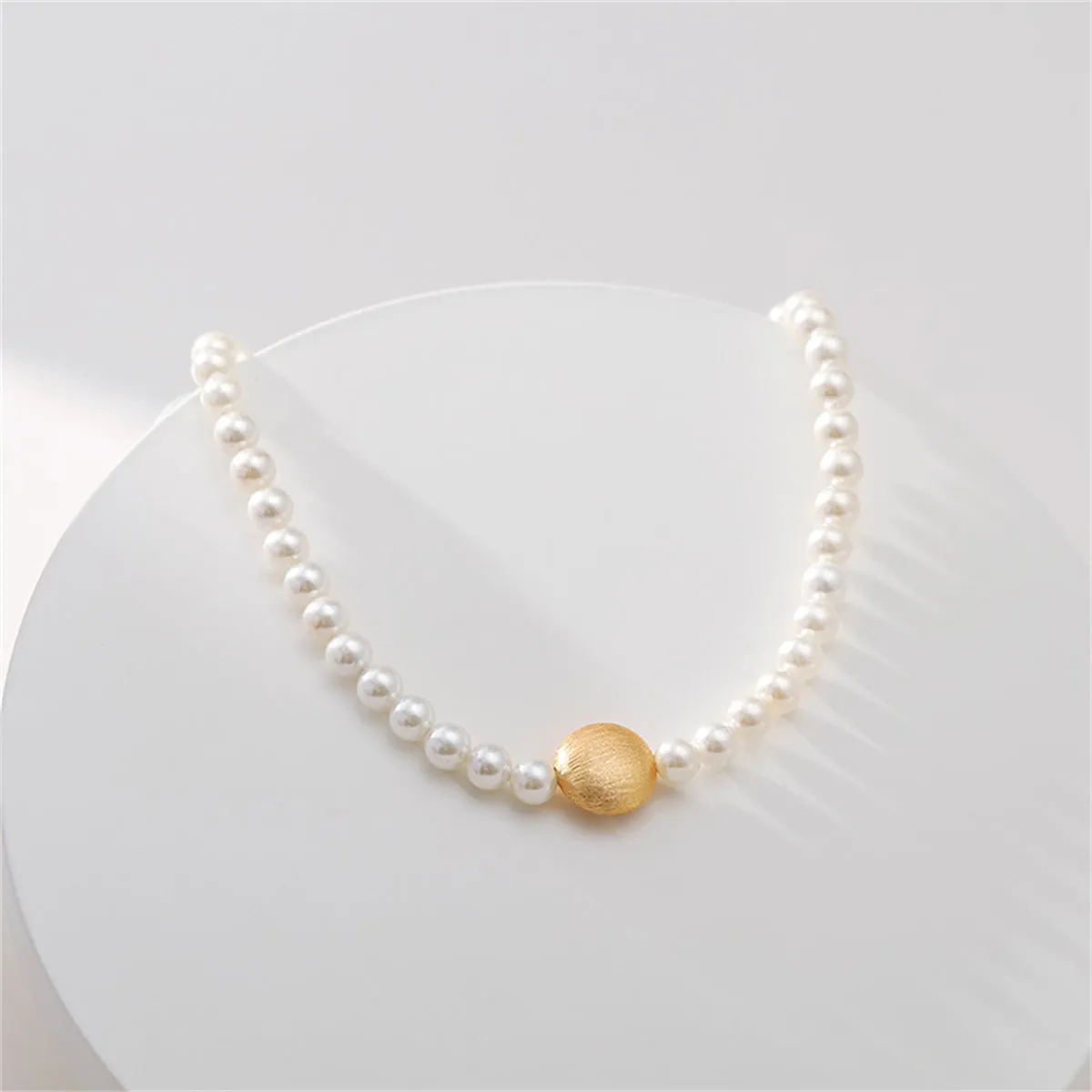 Pearl & 18K Gold-Plated Frosted Round Pendant Necklace