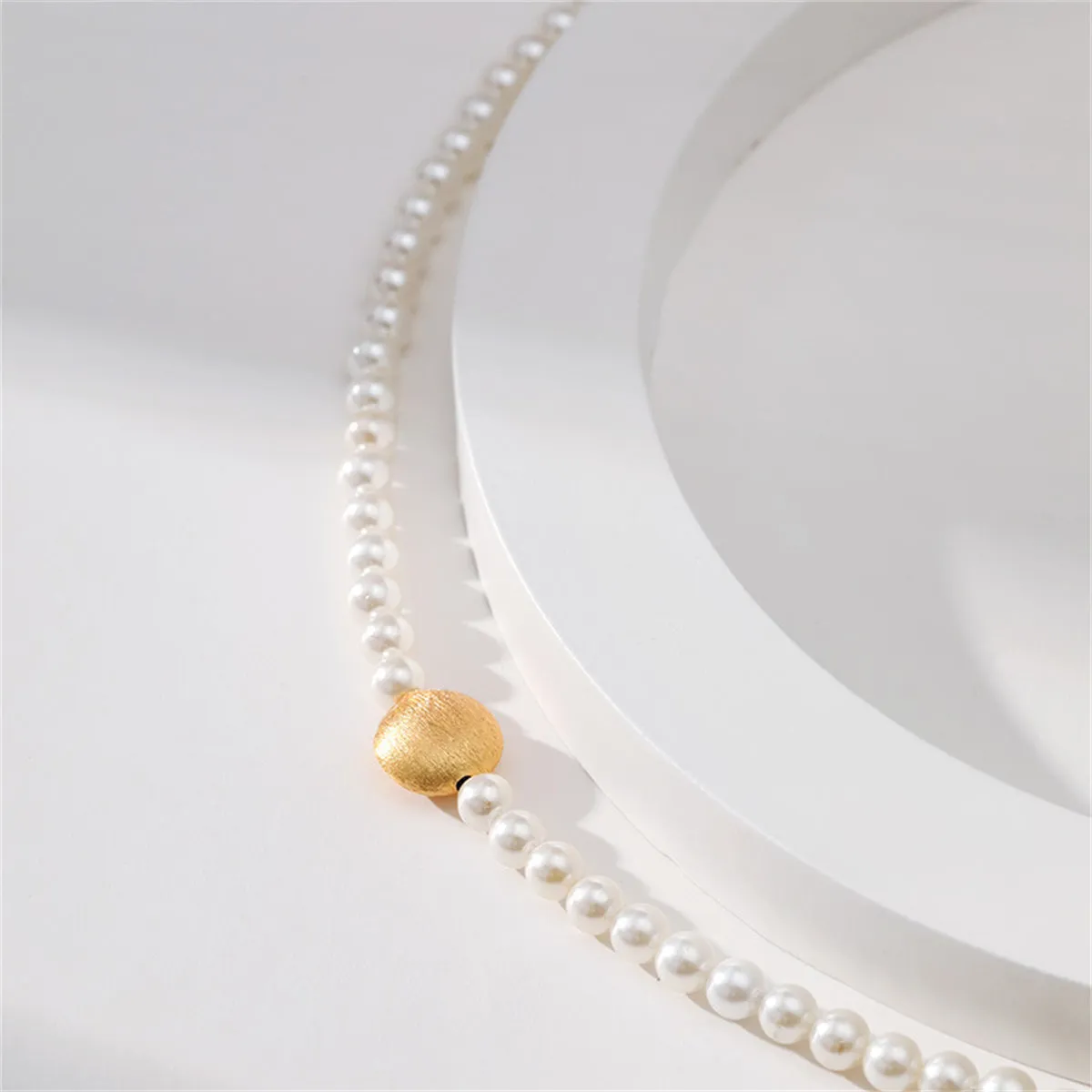 Pearl & 18K Gold-Plated Frosted Round Pendant Necklace