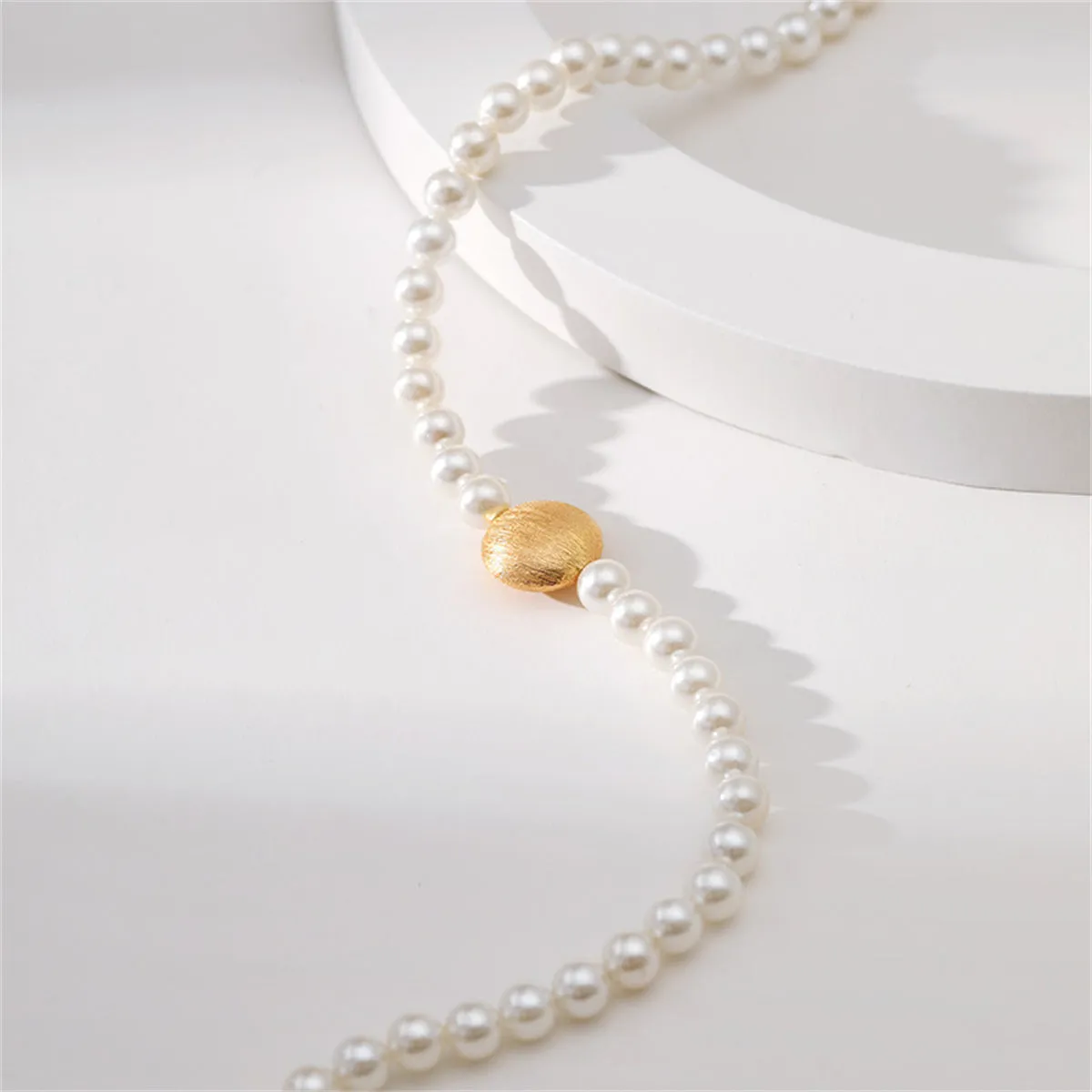 Pearl & 18K Gold-Plated Frosted Round Pendant Necklace