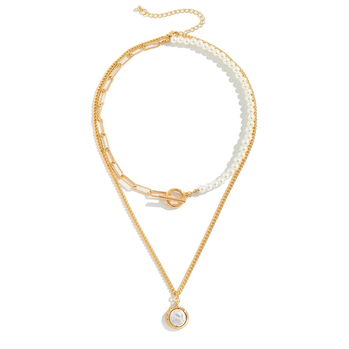 Pearl & 18K Gold-Plated Toggle Necklace Set